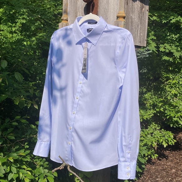 Lands' End Tops - Lands’ End No Iron Supima Cotton Long Sleeve Light Blue Professional Shirt